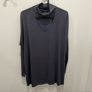 Trouve Deep Gray Choker Tunic with V Neck